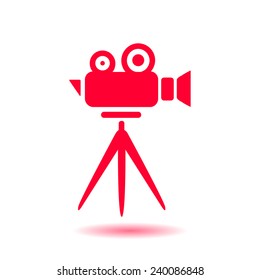 Cinema camera icon. Flat design style. Vector EPS 10.