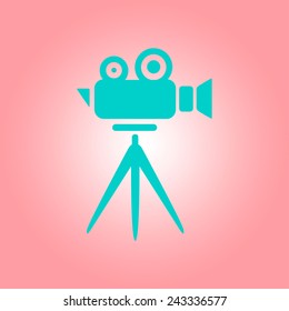 Cinema camera icon. Flat design style. Vector EPS 10.