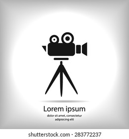 Cinema camera icon. Flat design style. Vector EPS 10.