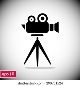 Cinema camera icon. Flat design style. Vector EPS 10.