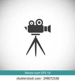 Cinema camera icon. Flat design style. Vector EPS 10.