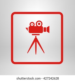 Cinema camera icon. Flat design style. Vector EPS 10.
