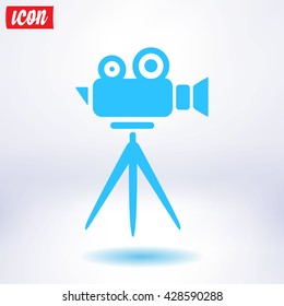 Cinema camera icon. Flat design style. Vector EPS 10.