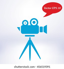 Cinema camera icon. Flat design style. Vector EPS 10.