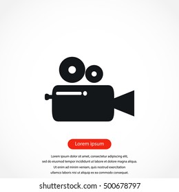 Cinema camera icon, flat design best vector icon