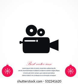 Cinema camera icon, flat design best vector icon