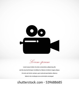 Cinema camera icon, flat design best vector icon