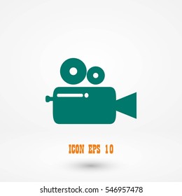 Cinema camera icon, flat design best vector icon