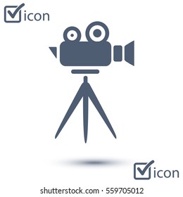 Cinema camera icon. Flat design style. Vector.