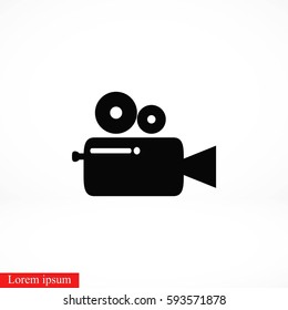Cinema camera icon, flat design best vector icon