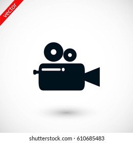 Cinema camera icon, flat design best vector icon