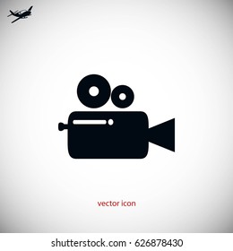 Cinema camera icon, flat design best vector icon