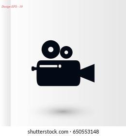 Cinema camera icon, flat design best vector icon