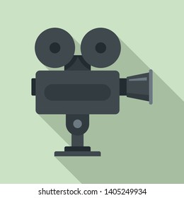 Cinema camera icon. Flat illustration of cinema camera vector icon for web design