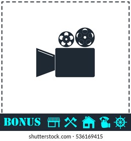 Cinema camera icon flat. Simple vector symbol and bonus icon