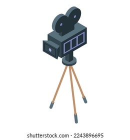 Cinema camera icon isometric vector. Drive movie. Car night