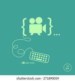 Cinema camera icon. Line icons for application development web design, creative process, social media.