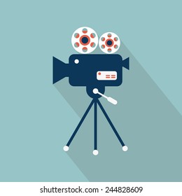 Cinema camera icon. Movie camera. Vector illustration 