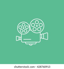 Cinema Camera Icon On Green Background