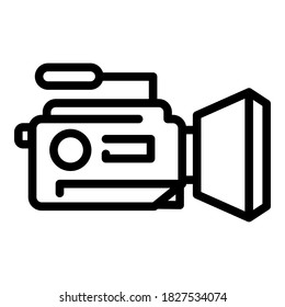 Icono de la cámara de cine. Icono de vector de cámara de contorno para diseño web aislado en fondo blanco