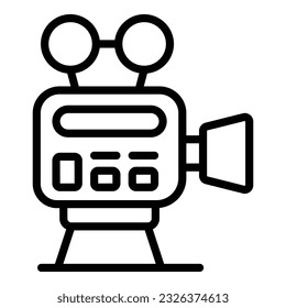 Vector de contorno de icono de cámara de cine. Película de libros. Vídeo de televisión