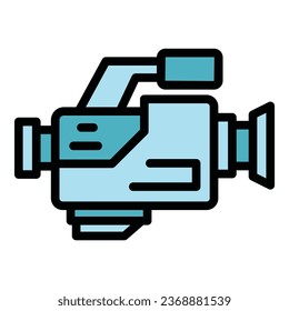 Cinema camera icon outline vector. Car drive. Auto show color flat