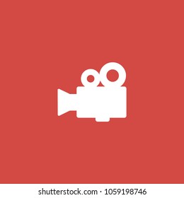 cinema camera icon. sign design. red background