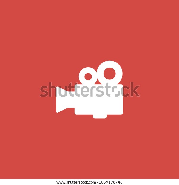 cinema camera
icon. sign design. red
background