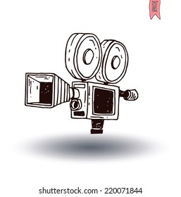 Cinema camera icon, vector illustration