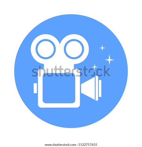 Cinema camera icon, vector\
illustration isolated on white background. Simple flat style.\
