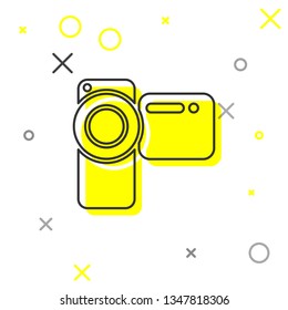 Cinema camera line icon isolated on white background. Video camera. Movie sign. Film projector. Vector Illustration