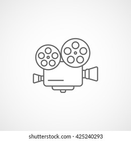 Cinema Camera Line Icon On White Background