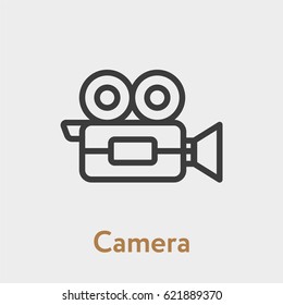 Cinema Camera Minimal Flat Line Outline Stroke Icon Pictogram Symbol
