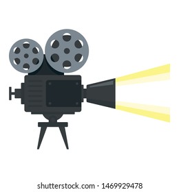 Cinema camera reel icon. Flat illustration of cinema camera reel vector icon for web design