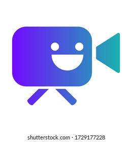 Cinema Camera Sign with Smiling Face Isolated. Movie Production, Cinema, Film, Video Symbol Icon Design Vector Illustration