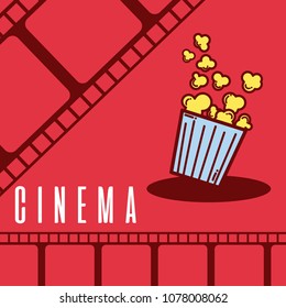 Cinema cartoon symbol over reel background