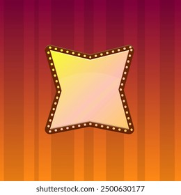 Cinema Casino Background Poster Pop Up Vintage Red Golden Pink Four Pointed Star Banner Window Vector Design