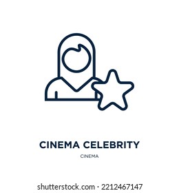 cinema celebrity icon from cinema collection. Thin linear cinema celebrity, celebrity, movie outline icon isolated on white background. Line vector cinema celebrity sign, symbol for web and mobile