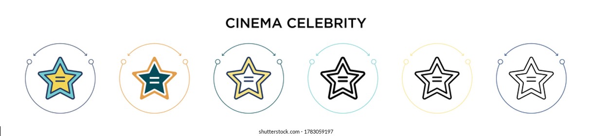 Cinema celebrity icon in filled, thin line, outline and stroke style. Vector illustration of two colored and black cinema celebrity vector icons designs can be used for mobile, ui, web
