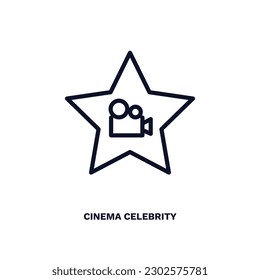 cinema celebrity icon. Thin line cinema celebrity icon from cinema and theater collection. Outline vector isolated on white background. Editable cinema celebrity symbol can be used web and mobile - Shutterstock ID 2302575781