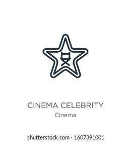 Cinema celebrity icon. Thin linear cinema celebrity outline icon isolated on white background from cinema collection. Line vector sign, symbol for web and mobile