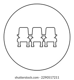 Cinema chair Chairs three icon in circle round black color vector illustration image outline contour line thin style