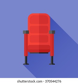Cinema chair flat icon with long shadow