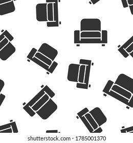 Cinema chair icon in flat style. Armchair vector illustration on white isolated background. Theater seat seamless pattern business concept.