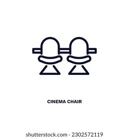 cinema chair icon. Thin line cinema chair icon from cinema and theater collection. Outline vector isolated on white background. Editable cinema chair symbol can be used web and mobile