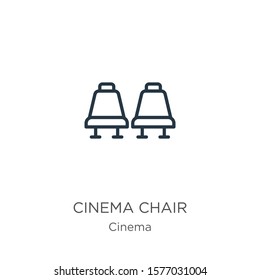 Cinema chair icon. Thin linear cinema chair outline icon isolated on white background from cinema collection. Line vector sign, symbol for web and mobile