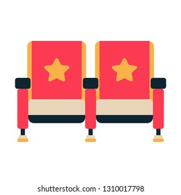 Cinema chairs star symbol vector illustration in flat color design