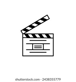 Dibujo aislado del doodle del clicker del clicker del clapboard del cine