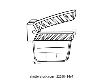 Cinema clapboard sketch. Cinema clapboard in doodle style. Vector illustration isolated on white background
