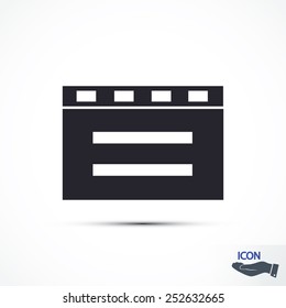 cinema clapper with blank field over blue background icon